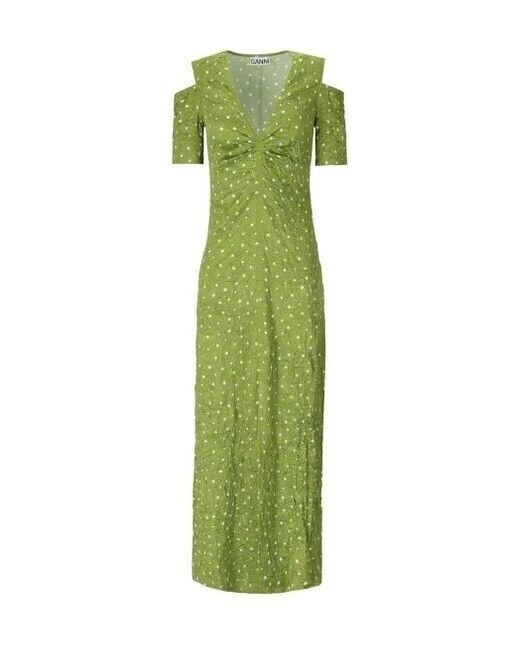 ワンピース GANNI Woman Dress Green F7537 484 Green Women's Dresses | Maxi, Midi & Mini Styles | GANNI US