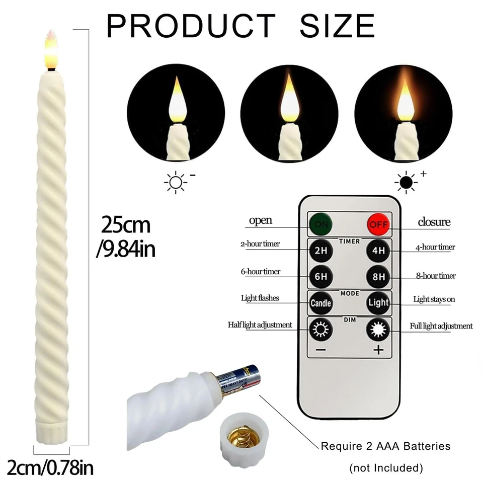 Bougies LED Décoratives 6pcs avec Télécommande - Fausse Bougie - Photo 2/4