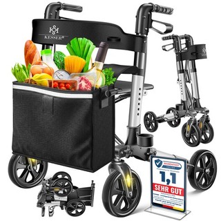 RETOURE Rollator Gehwagen Gehhilfe klappbar Alu Rollator Leicht Laufhilfe