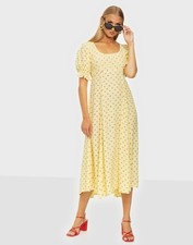 FAITHFULL THE BRAND Linnie Floral Midi Dress in Yellow S(US4) $189 Boho Cottage