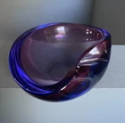 Vintage Murano Italian Sommerso 60s Flavio Poli? Seguso Blue Purple Bowl/Ashtray
