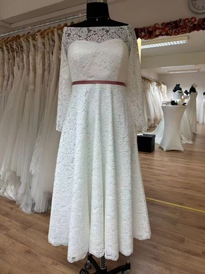 HBH Brautmode I Brautkleid 7/8 Länge Spitze mit Ärmeln Einzelstück Gr.38,40 - Bild 1 von 4