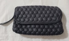 Instyle On The Go Bump Bag Toiletry Makeup Clutch Black Textured Honeycomb Pouch