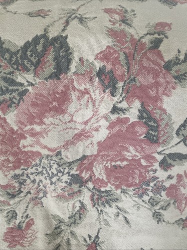 Vintage Throw Tapestry Blanket Roses Fringe Cottage Core Pink Blue 48”x66” - Picture 2 of 5