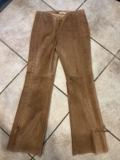Vintage Y2k Jewels by Julie Knapp Brown Suede Leather Flare Pants M 30x31