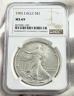 1992 $1 American Eagle NGC MS69 1 oz .999 Fine Silver US Bullion Coin