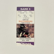 Tampa Bay Buccaneers vs Minnesota Vikings 9/14/1986 Ticket, Chuck Foreman