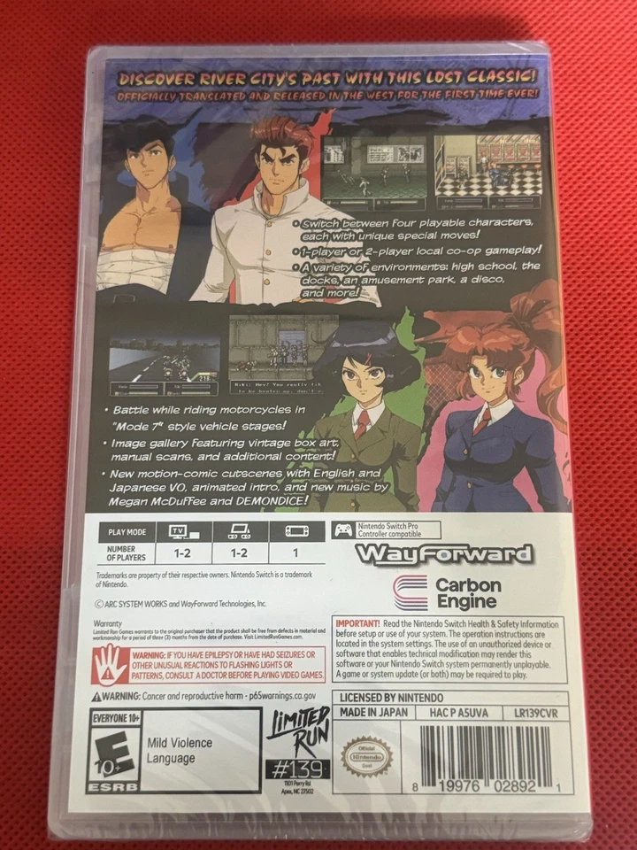 River City Girls Zero 0 - Nintendo Switch [Limited Run Games, #139 ] Sealed New - Image 2 of 2