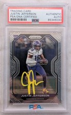 ?2020 Prizm Justin Jefferson Rookie On Card Auto YELLOW Pen PSA?. rookie card picture