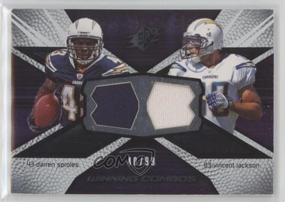 2008 SPx Winning Combos Numbered to 99 40/99 Darren Sproles Vincent Jackson b6s