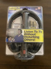 My Zone Wireless TV Headphones Battery Powered Transmits to 100 FT.  NEW ~Sealed