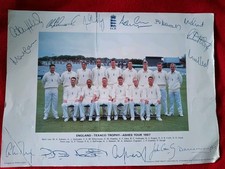 Rare England Cricket Mens Ashes Tour 1997 Team Photo With Printed Autographes