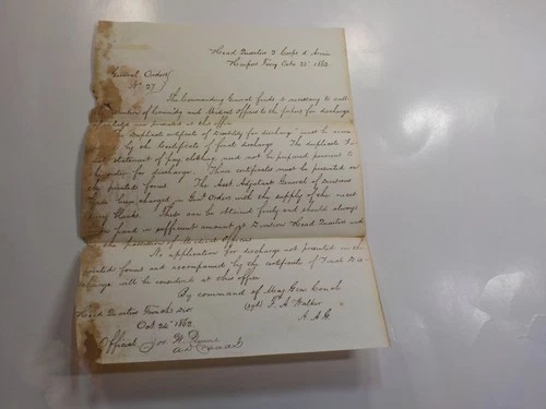 Civil War Document 1862 Harpers Ferry Virginia Medical Officers Signature VTG