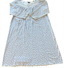 Nightgown Amanda Stewart Blue Floral Lace And Satin Trim Cottage Core Knit Large