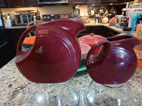 Fiestaware HLC Large/Small Disk Pitchers Cinnabar No Chips