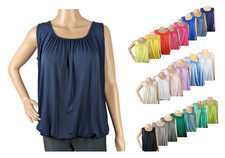 Basic Tanktop für Damen mit Raffung weiches Material Gr. 40-54 (SH-6154)