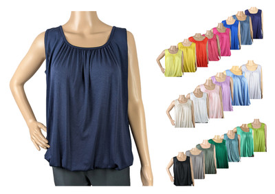 Basic Tanktop für Damen mit Raffung weiches Material Gr. 40-54 (SH-6154)