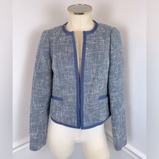 THE LIMITED Blue White Woven Tweed Blazer Size XS