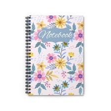 Floral Notebook - Writing Journal, Student Gift, Ruled Line, Spiral Diary,