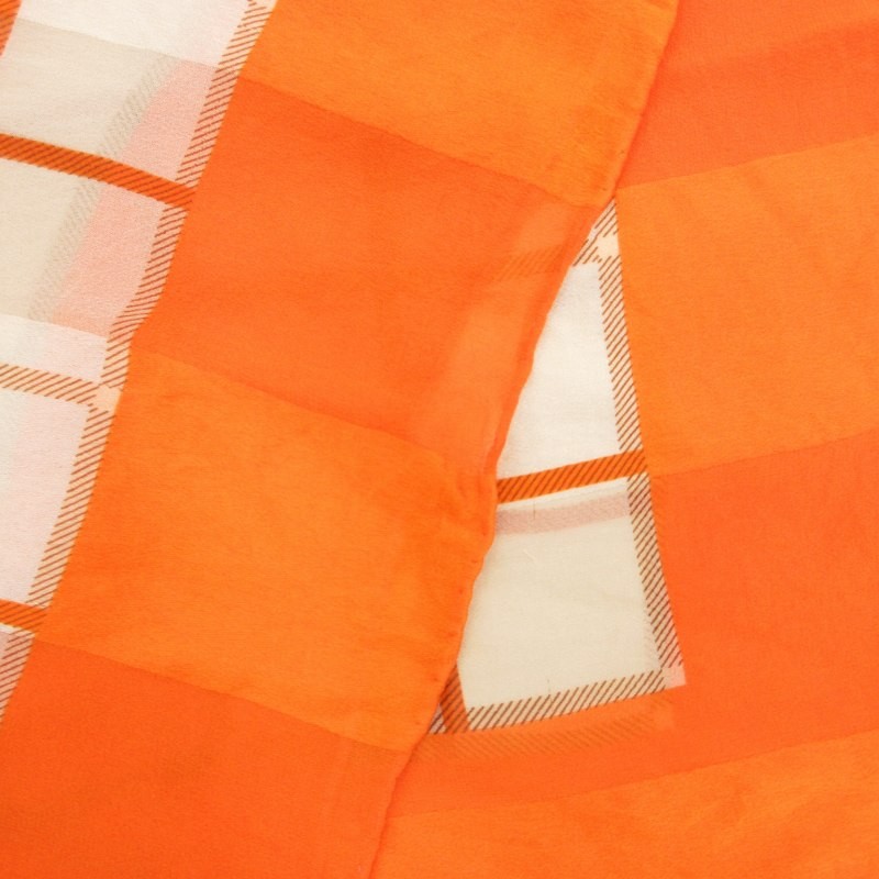 Burberrys Vintage Large Scarf Chief Check Logo Orange /Gv Gy14 Women'S Authentic thumbnail 6