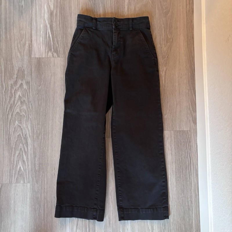 Everlane The Organic Crop Twill Wide-Leg Pant Womens Size 4 Black High Rise