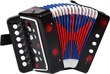 AIMEIS Kids Accordion 10 keys Button Accordian Musical Instrument Mini Black