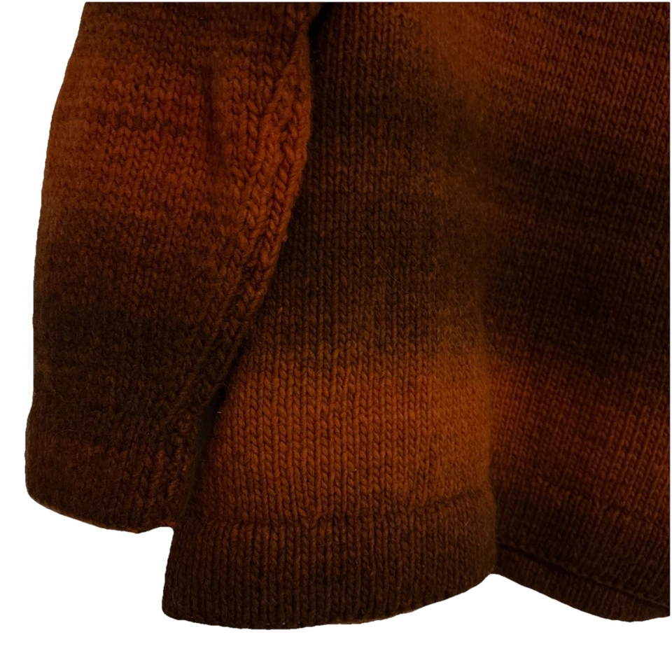 Suéter Tejido a Mano 100% Lana Grueso Colorfú Naranja Calabaza Color Ladrillo Grueso Cálido Foto 3 de 4