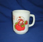Vintage Anchor Hocking Milk Glass Strawberry Shortcake Coffee Mug