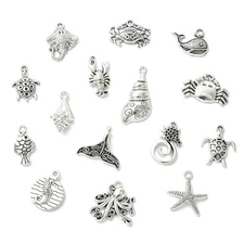 15x Starfish Fish Tibetan Alloy Pendant Shell Charm Silver for Necklace Jewelry