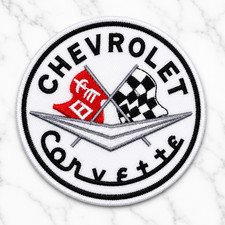 CHEVROLET CORVETTE EMBROIDERED IRON ON PATCH 3" ROUND FREE SHIPPING