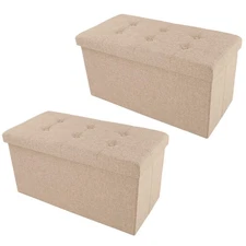 Ottoman Set of 2 - Ottoman Foot Rest, Linen Chest, or Storage Bench Set - 30i...