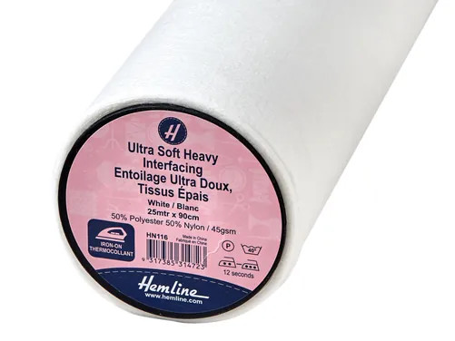 Hemline Interfacing: Ultra-Soft: Heavy: Iron-on: 25m x 90cm: White