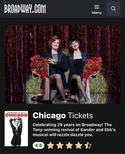 Chicago at Ambassador Theatre LEFT FRONT MEZZ Row D Ticket Feb 14, 2026 2:30PM