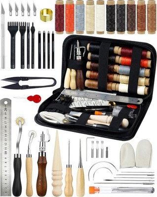 Leather Working Tools Craft Kit Repair Waxed Thread Stitching Punch Sewing Craft