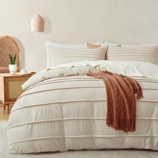 Oli Anderson Light Khaki Duvet Cover King Size - Pleated King Duvet Cover, 3P...