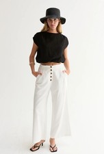 Zara Women's High Rise Wide Leg Button Front Pants Size 28