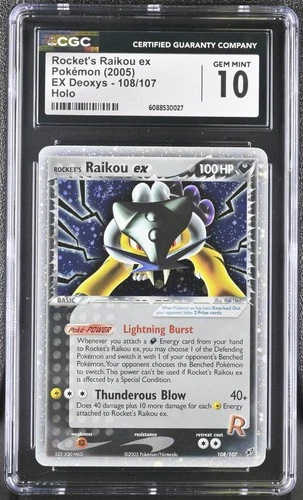 Rocket's Raikou ex 108/107 Deoxys Holo Secret Rare SWIRL CGC 10 Pokemon Card