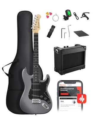   Donner DST-80 Electric Guitar With Amplifier Gig Bag Solid Wood S-S-S Pickups