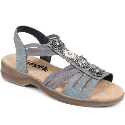 EasyFit extrabreite Slipper Blumen Sandalen - Größe