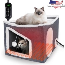Heated Cat House W/ Adjustable Temperature Timed Shut-off  Scratching Board New