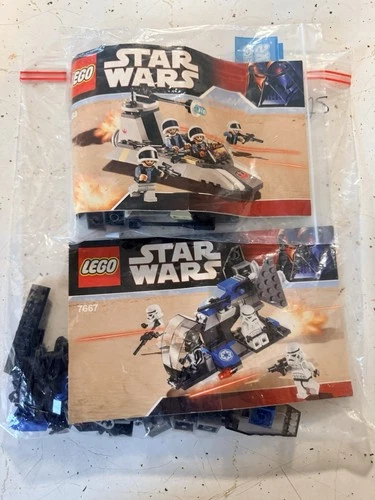 (build Only) Lego Star Wars Drop Ship & Rebel Speeder 7667,7668