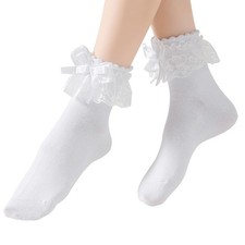 Lace Ruffle Frilly Socks for Women, Comfortable Cotton Lace Ankle Socks with ...