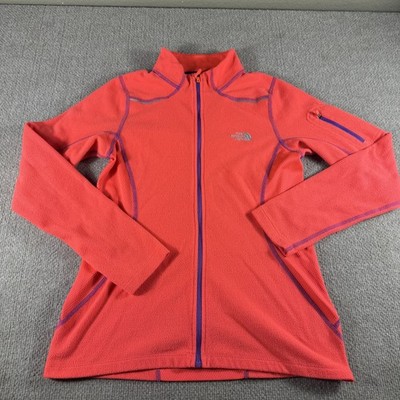 The North Face Jacket Womens Small Orange Fleece Full Zip Lightweight Running