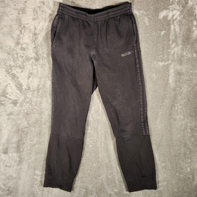 Adidas Joggers Mens L Black Good Essentials 3-Stripes Sweatpants FL4844 STAINED