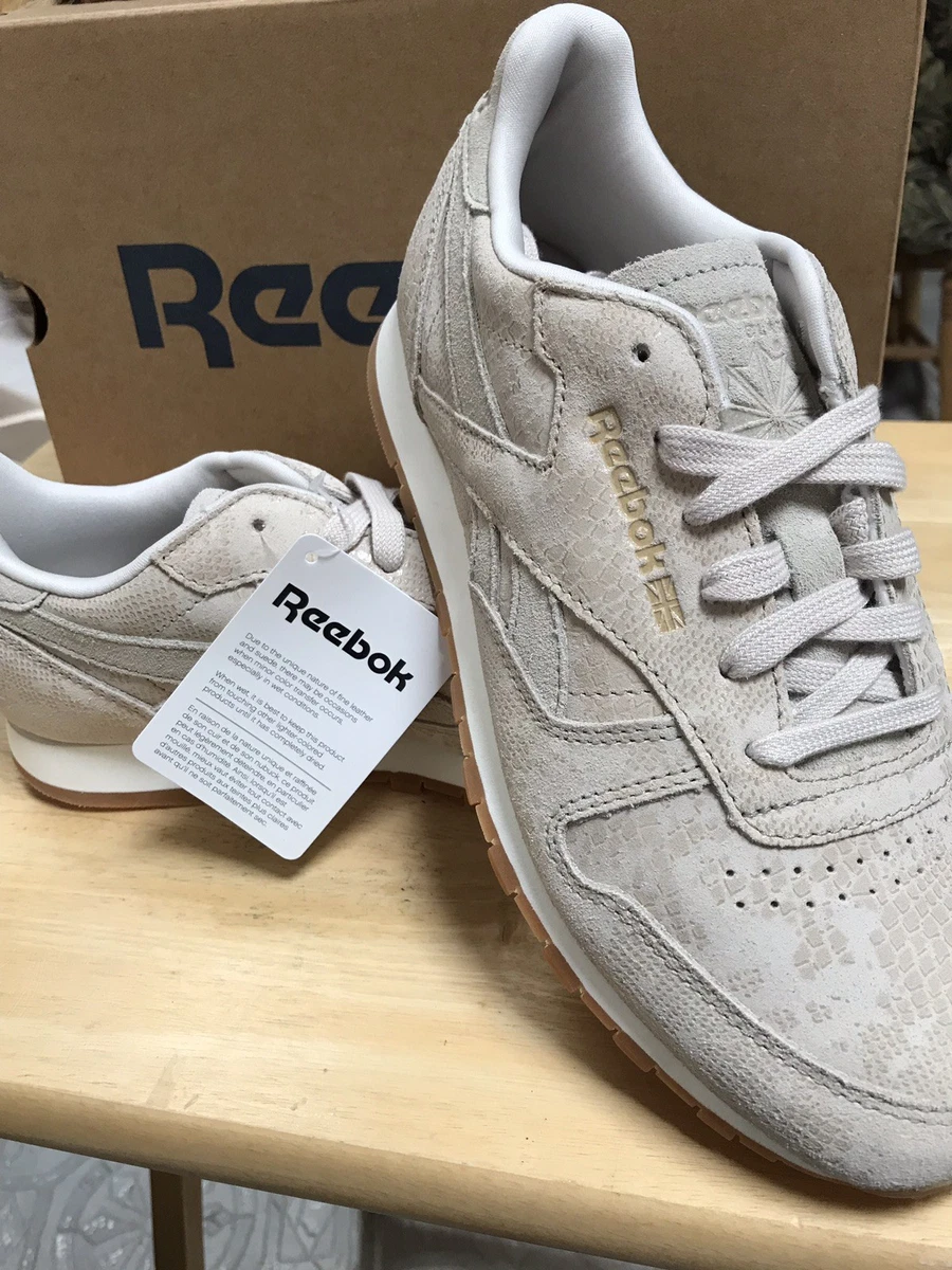 REEBOK CLASSIC LEATHER CLEAN EXOTICS SANDSTONE SIZE 7 SUPER CUTE WOW