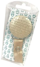 ClassyPaci Leather Weave Pacifier Clip, Beige