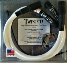 TWISTED 12mm WHITE SPARK PLUG WIRES HARLEY ELECTRA GLIDE ROAD KING STREET 99-08