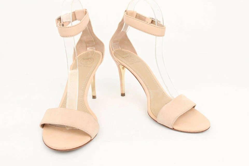 Sandalias de tacón alto con correa al tobillo de cuero rosa rubor Tory Burch para mujer talla 8 Foto 2 de 4