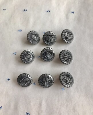 Vintage round nickel buttons with shank and waive design 18L ( 1/2  diameter)