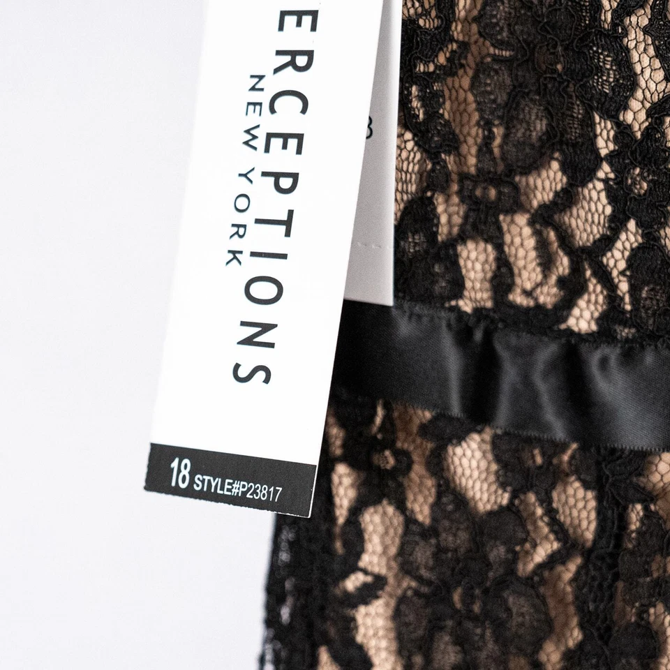 Vestido de encaje floral negro sin mangas con acento de lazo de satén pin up hada romántico 18 Foto 4 de 4